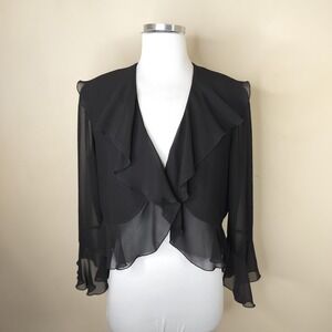 S.L. Fashions Ruffled Sheer Chiffon Jacket Flare Boho Whimsigoth